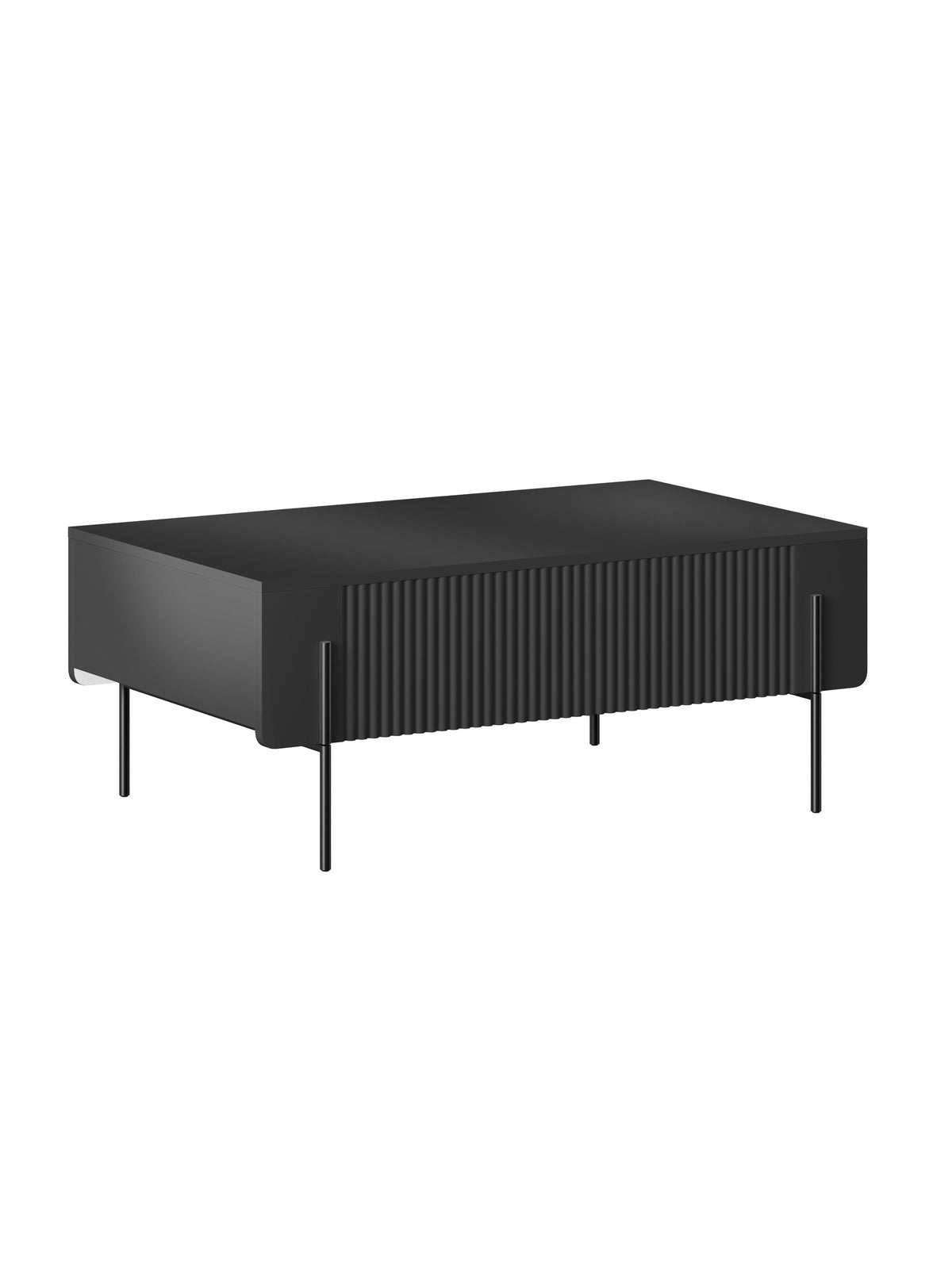 asztal kawowy Malmi 100 cm fiokokkal - matt fekete / fekete nozki