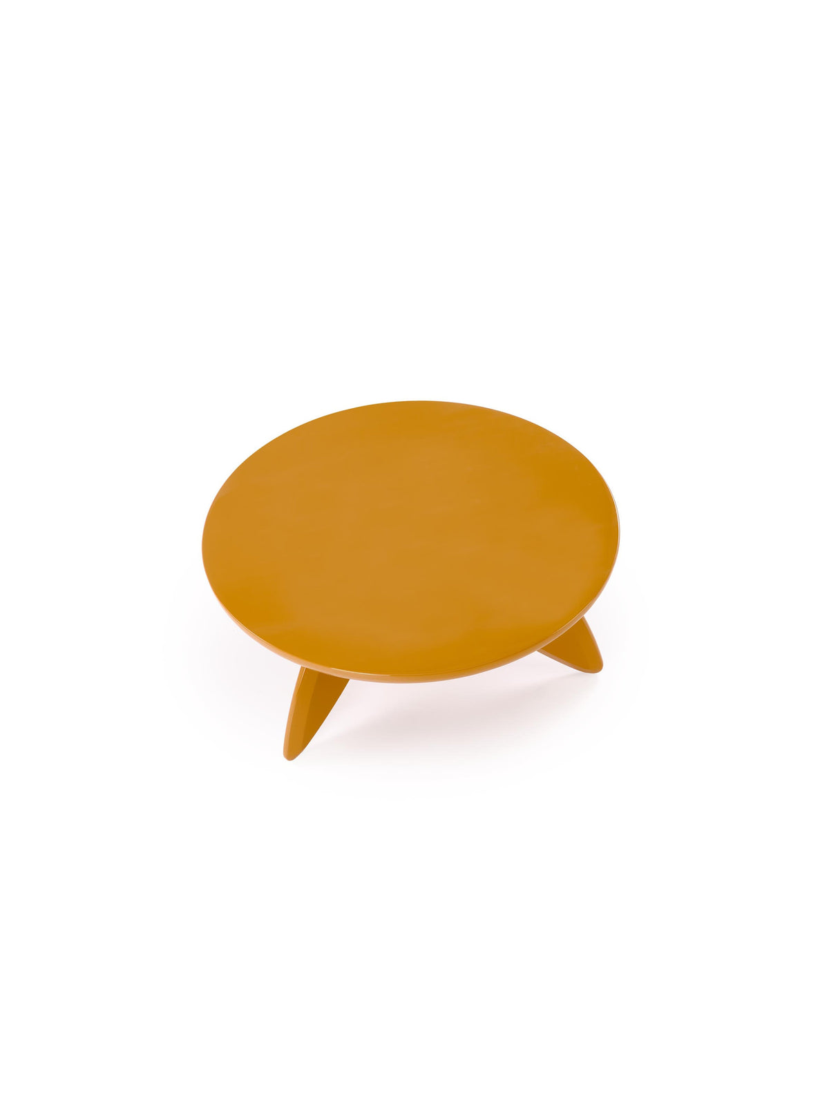 Lumis kerek dohányzóasztal 80 cm mustár színű, lakkozott MDF