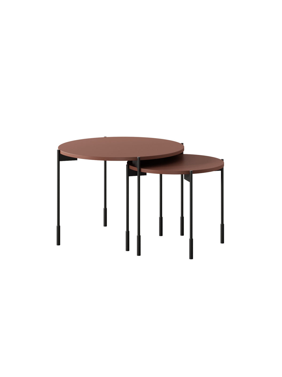 asztal kawowy Sonatia 45 cm okragly fém lábakon - burgund