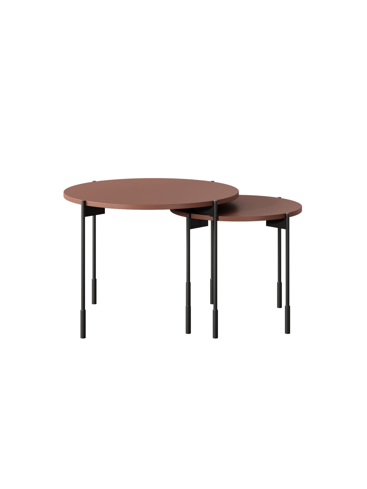 asztal kawowy Sonatia 60 cm okragly fém lábakon - burgund