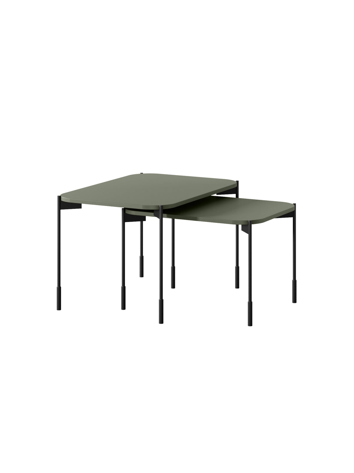 asztal kawowy Sonatia 60 cm prostokatny fém lábakon - oliwka