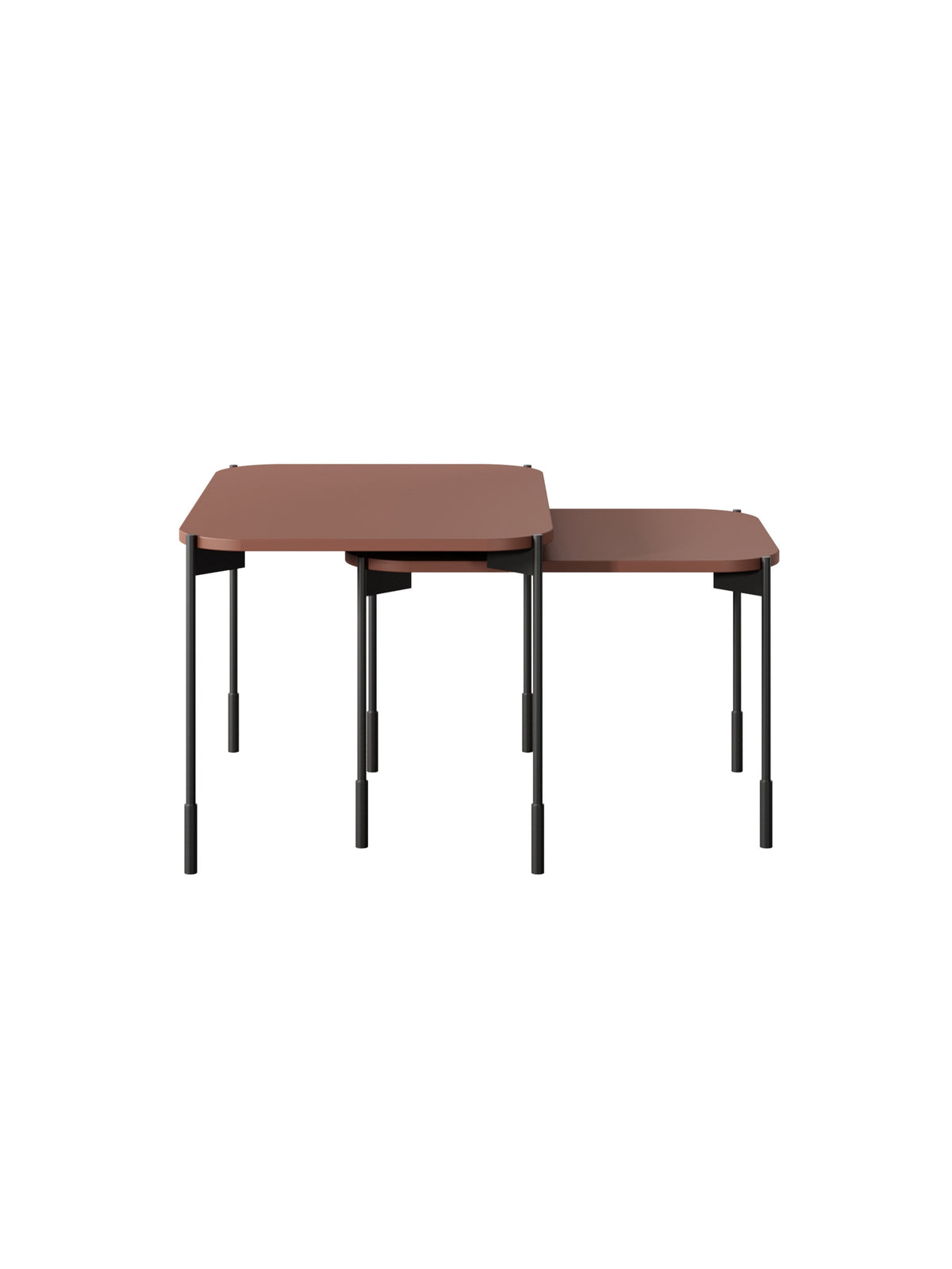 asztal kawowy Sonatia 70 cm prostokatny fém lábakon - burgund
