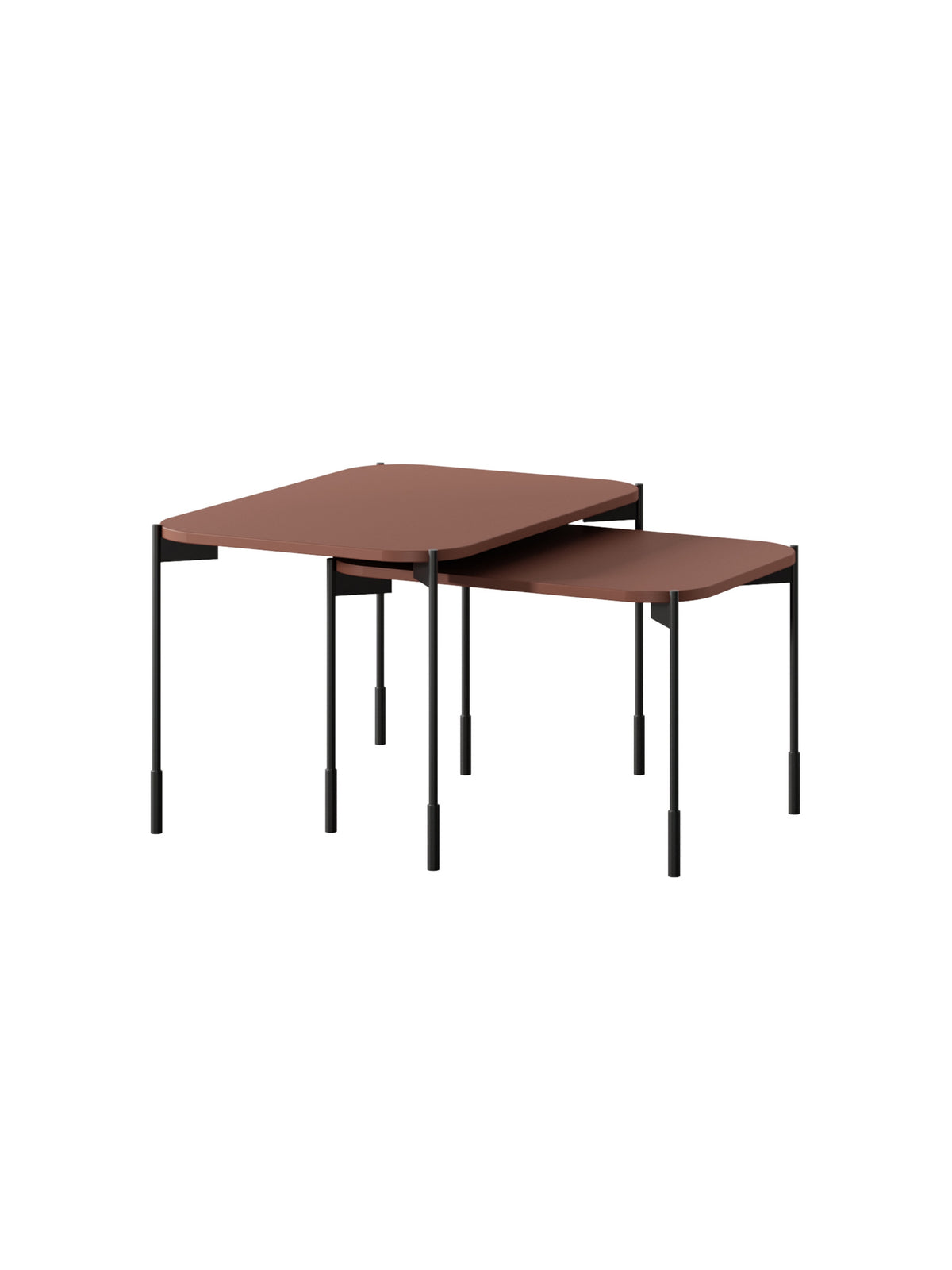 asztal kawowy Sonatia 70 cm prostokatny fém lábakon - burgund