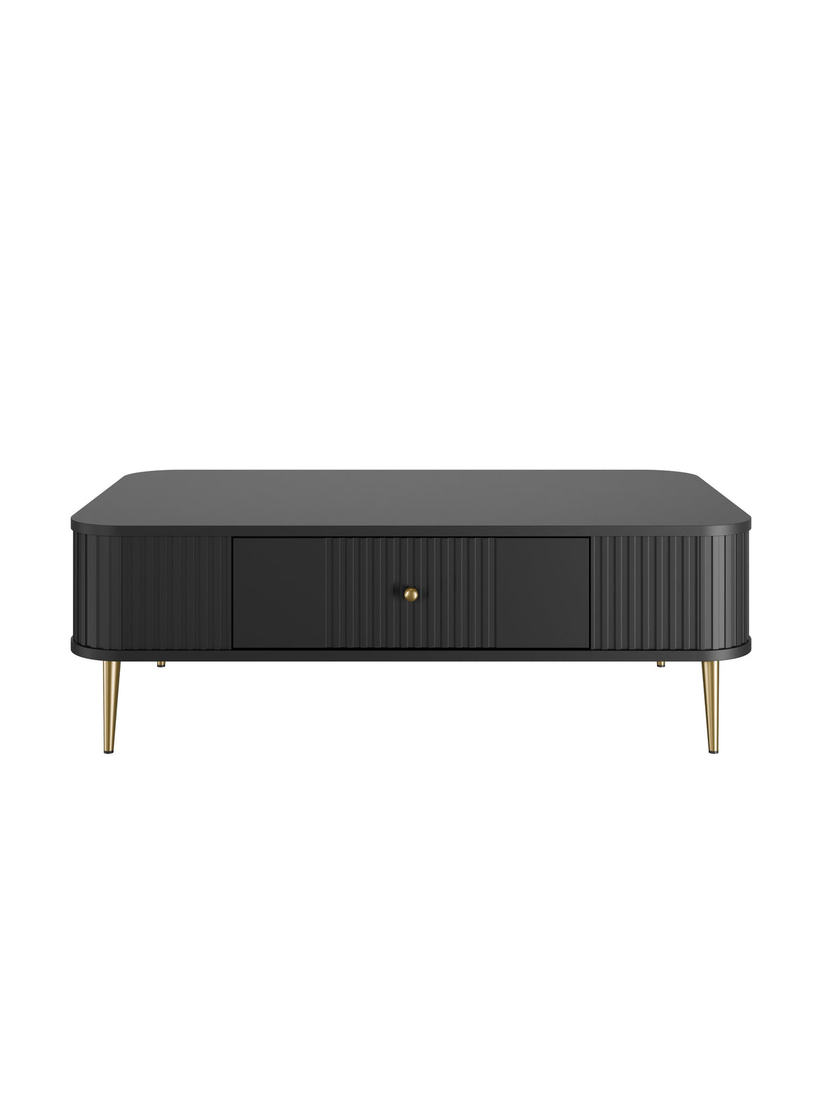 Vesper dohányzóasztal 103x60 cm fekete bordázott előlap és arany lábak