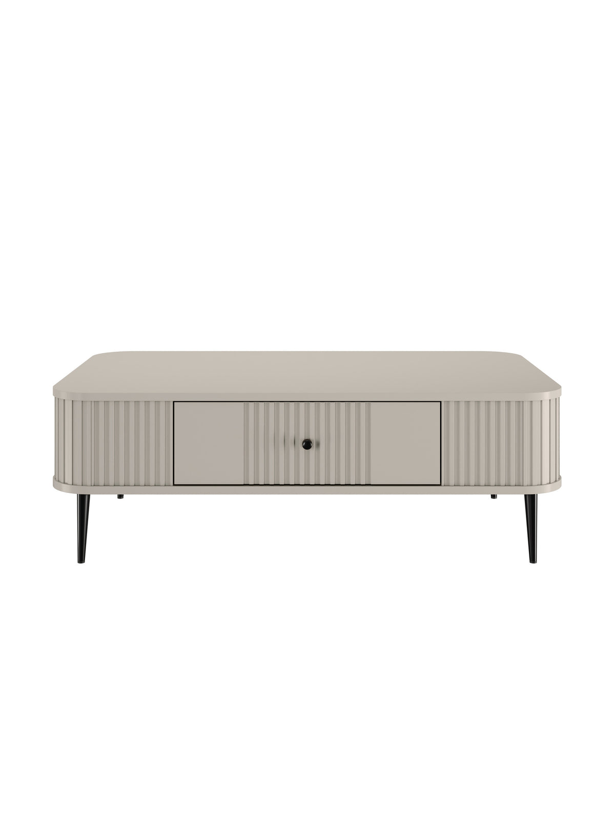 Vesper 103x60 cm kávézóasztal fiókkal kasmír színű fekete lábakkal, elölnézet