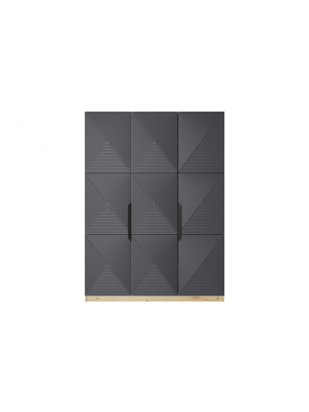 ruhásszekrény Asha 150 cm z metalowymi uchwytami - artisan / rivier stone mat / fekete Fogantyúk