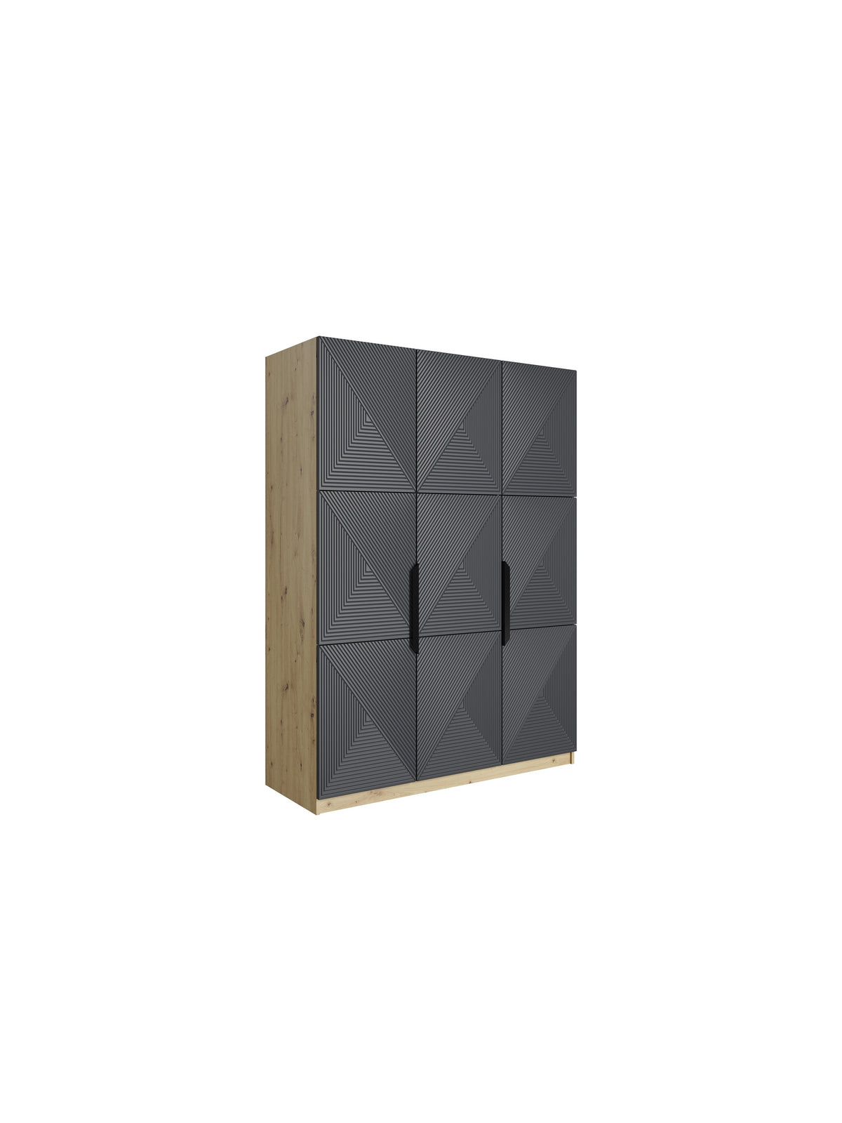 ruhásszekrény Asha 150 cm z metalowymi uchwytami - artisan / rivier stone mat / fekete Fogantyúk