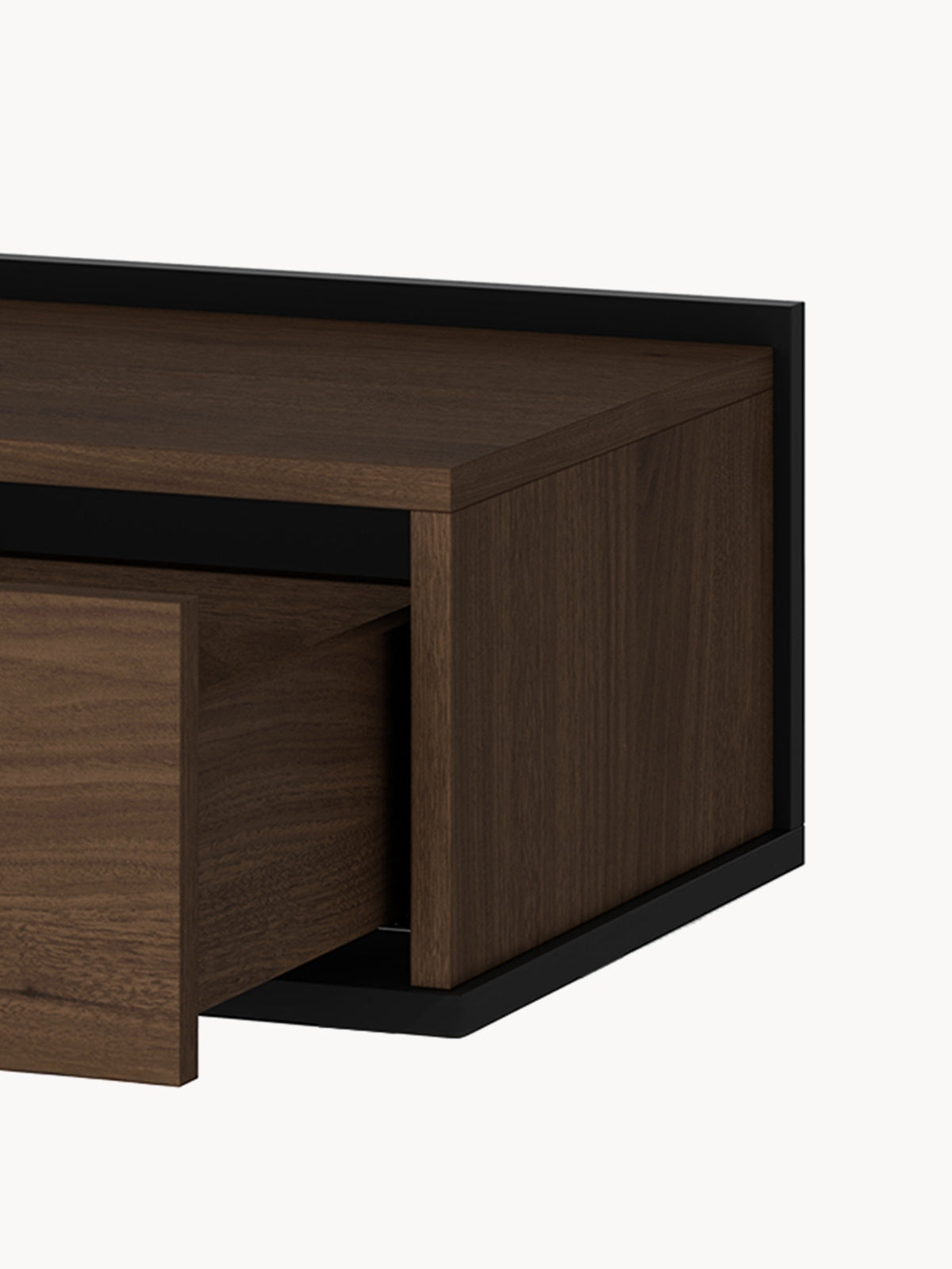 Szafka nocna wisząca Zenar 50 cm orzech elegant z czarnym korpusem i szufladą