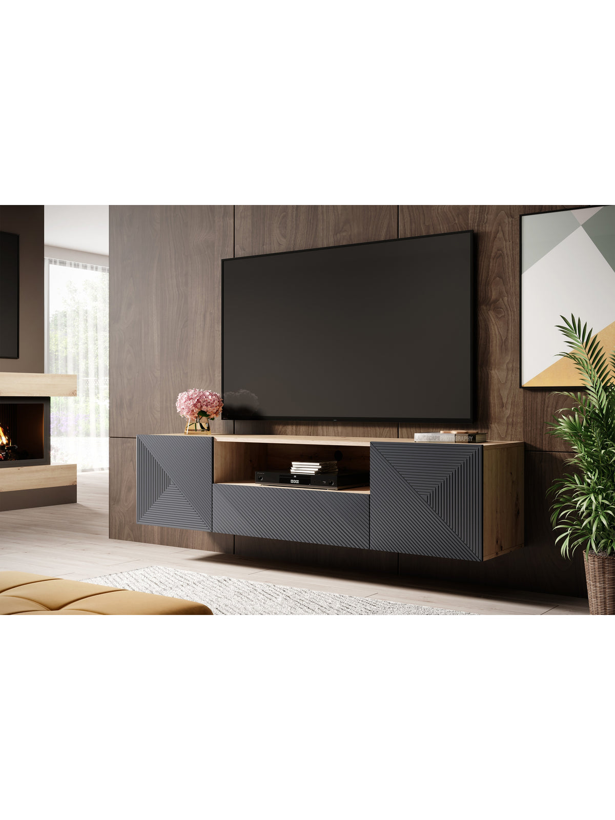 TV-szekrény Asha 167 cm függő z szuflada i wneka - artisan / rivier stone mat