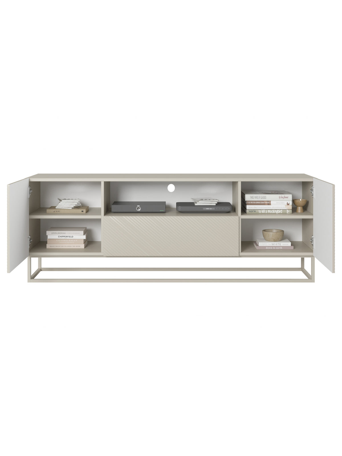TV-szekrény Asha 167 cm z szuflada i metalowym kaszmirowym stelazem - kasmír