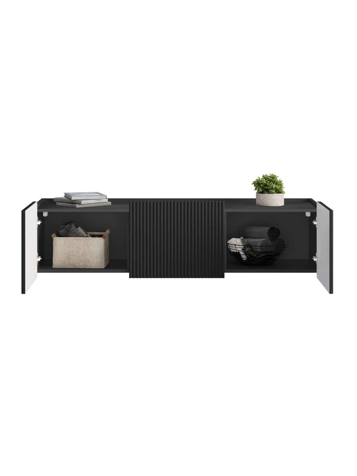 TV-szekrény Malmi 150 cm függő - matt fekete / fekete