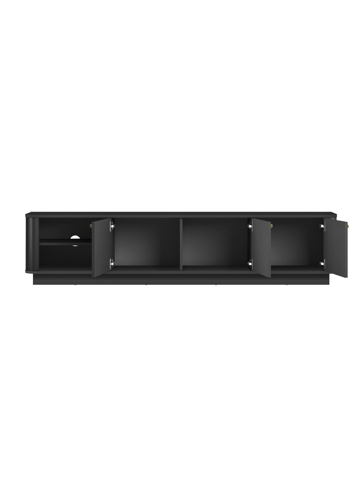 Fekete Vesper 3D TV-szekrény 187 cm, három hornyolt ajtóval és arany fogantyúkkal