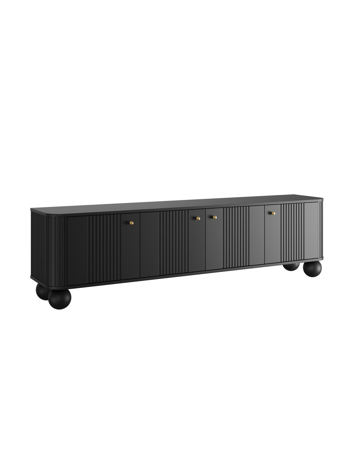 Vesper 4D 187 cm fekete RTV szekrény bordázott fronttal és arany fogantyúkkal