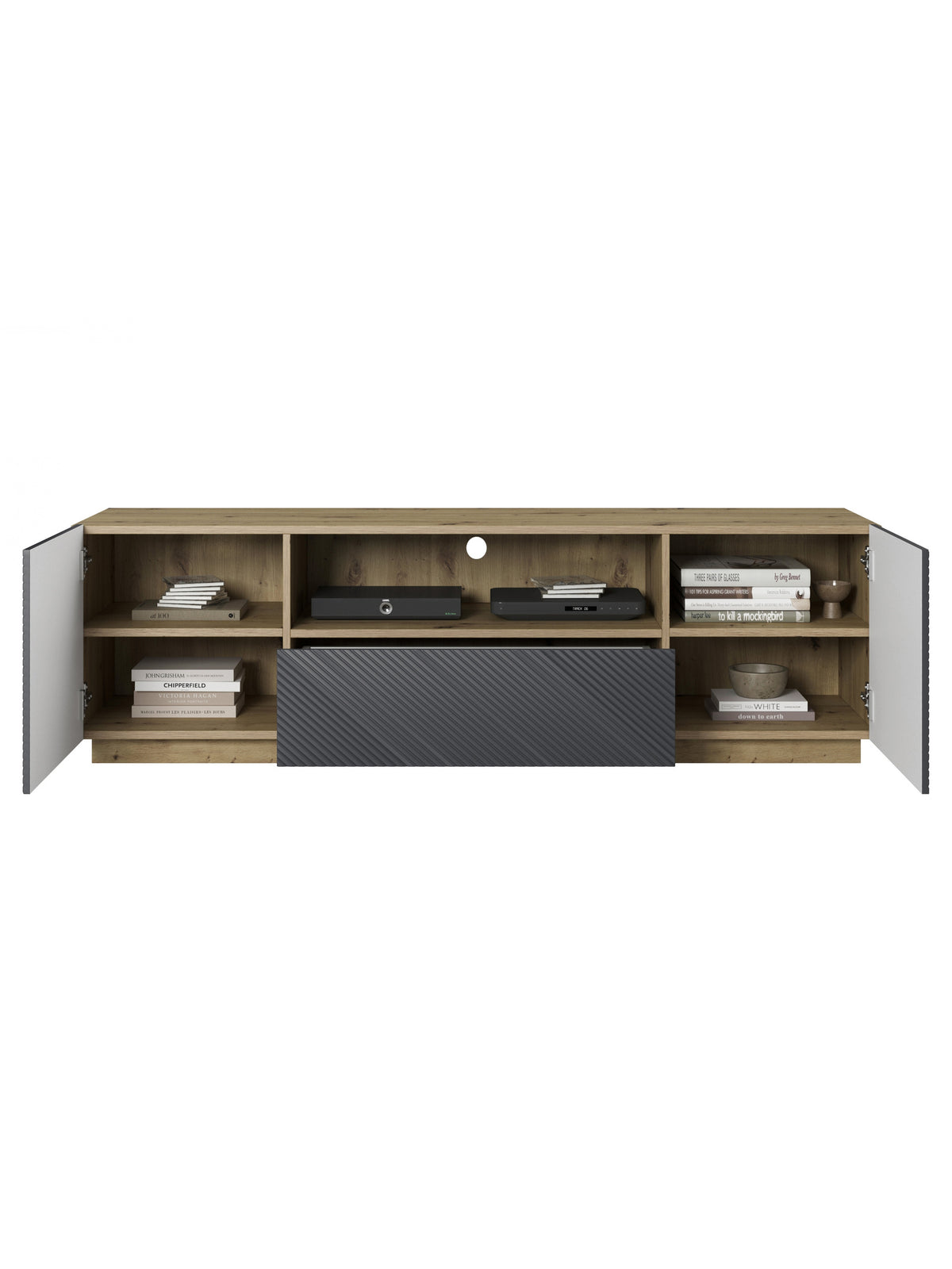 TV-szekrény z szuflada Asha 167 cm - artisan / rivier stone mat