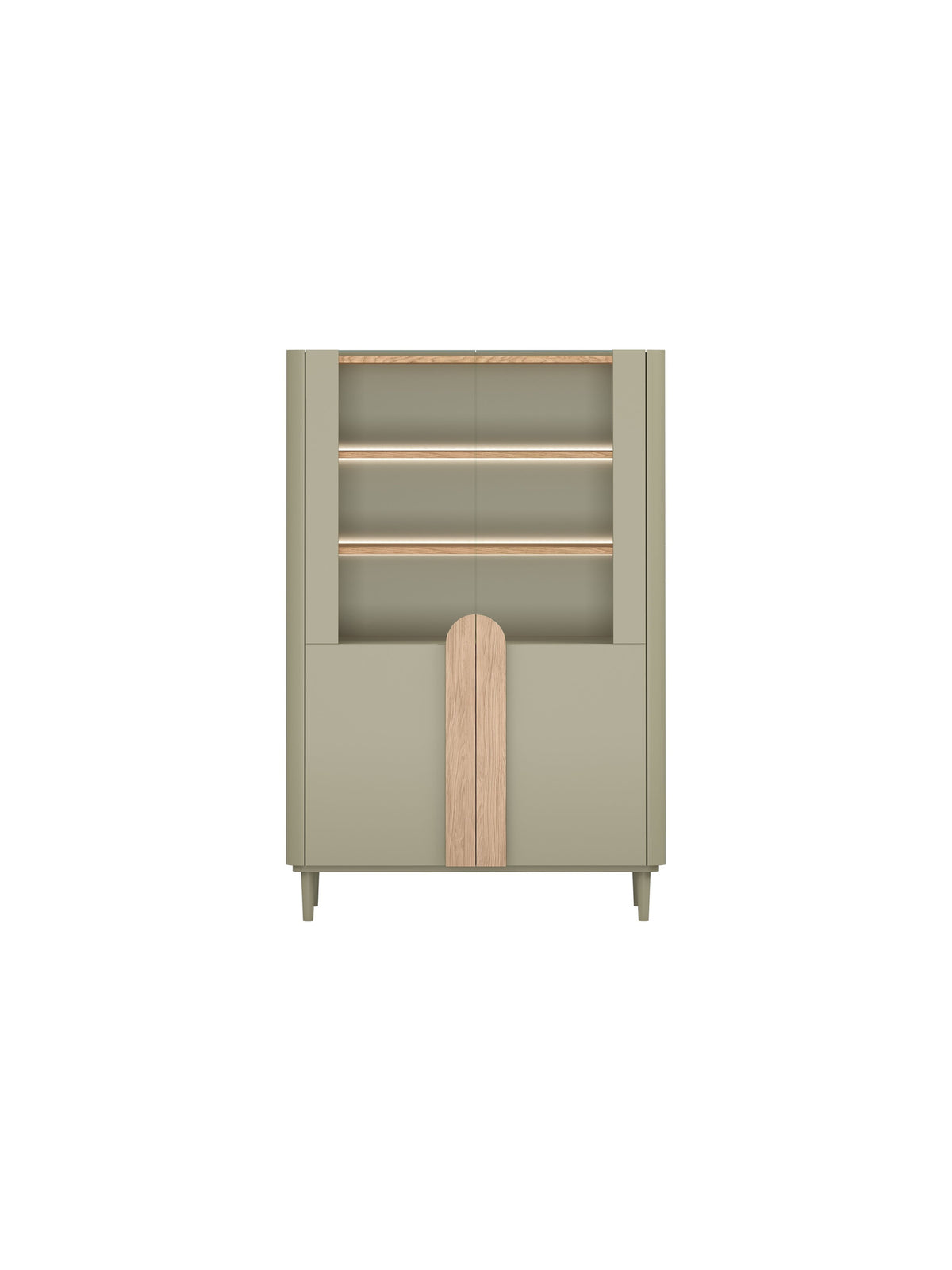 Amilio vitrines szekrény 100 cm kétajtós eukaliptusz színben, baltic dune tölgy lap