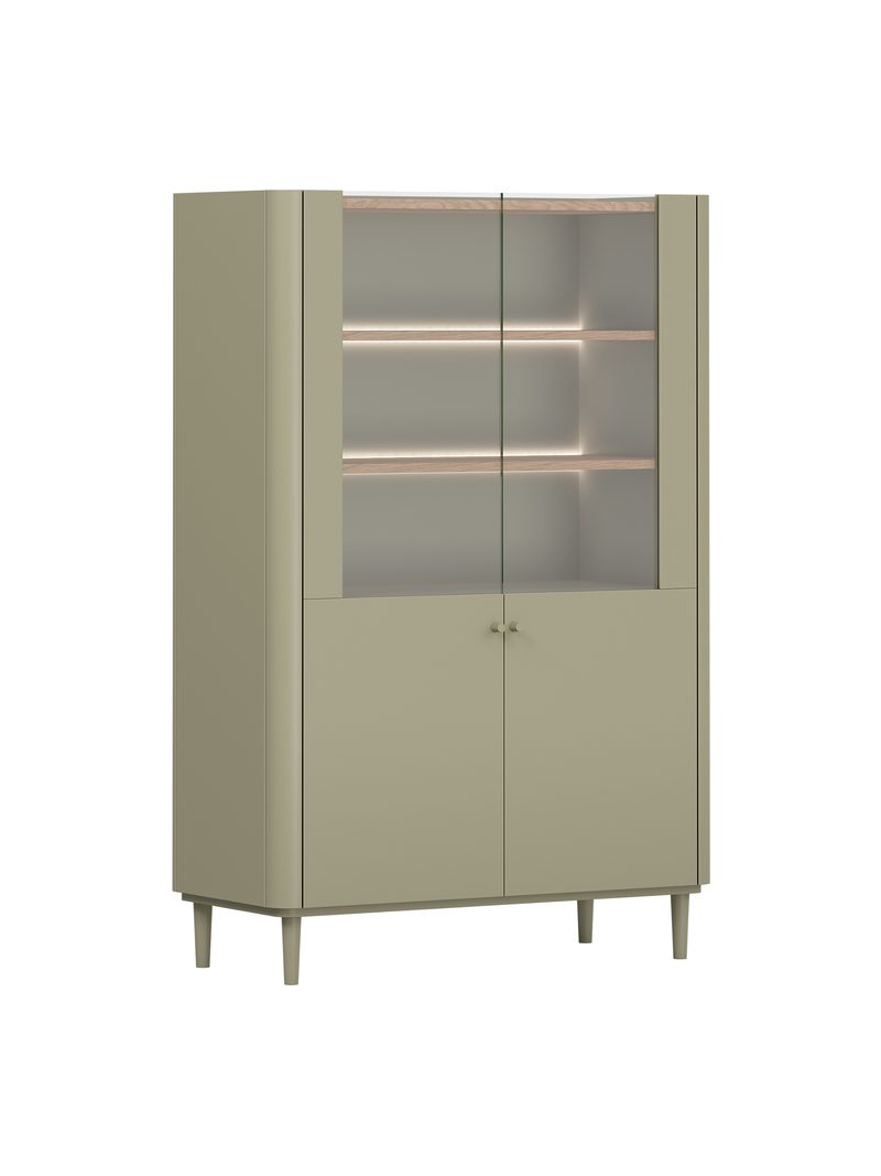 Elivo 100 cm kétszárnyú vitrin eukaliptusz színben, dąb baltic dune lap