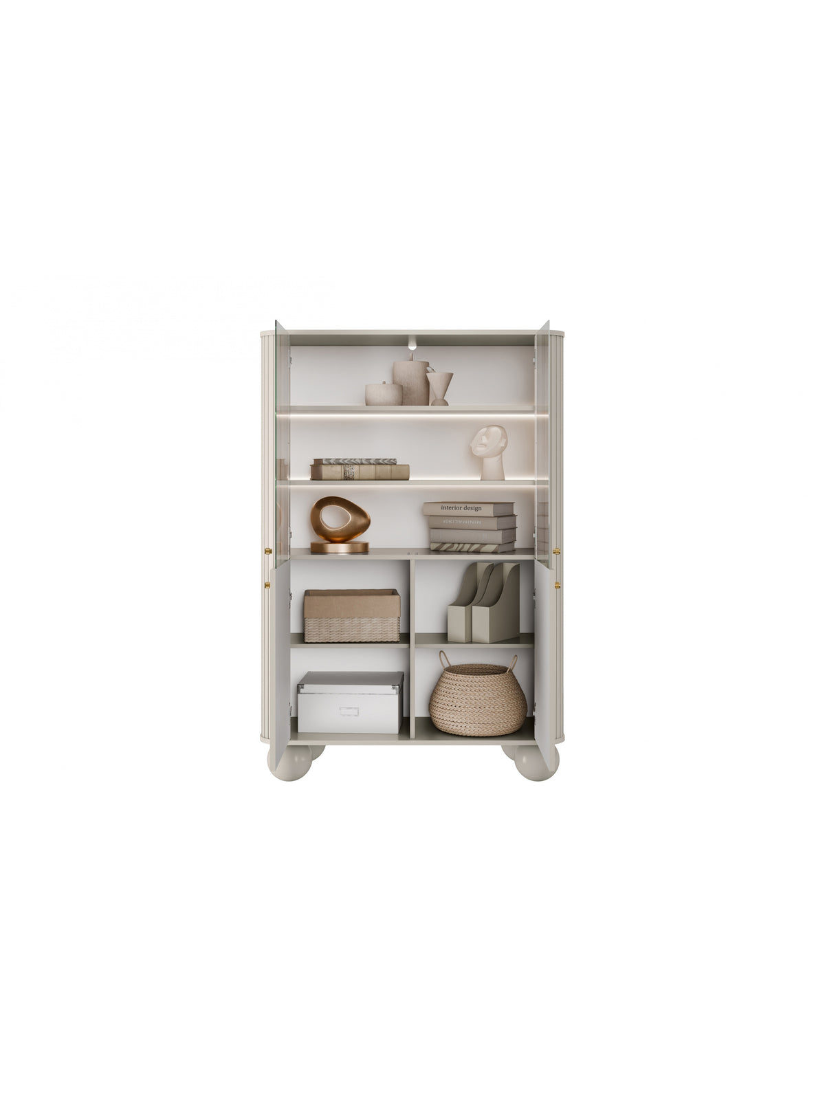 Witryna Vesper 103 cm négyajtos - kasmír / zlote Fogantyúk / Lábak kule