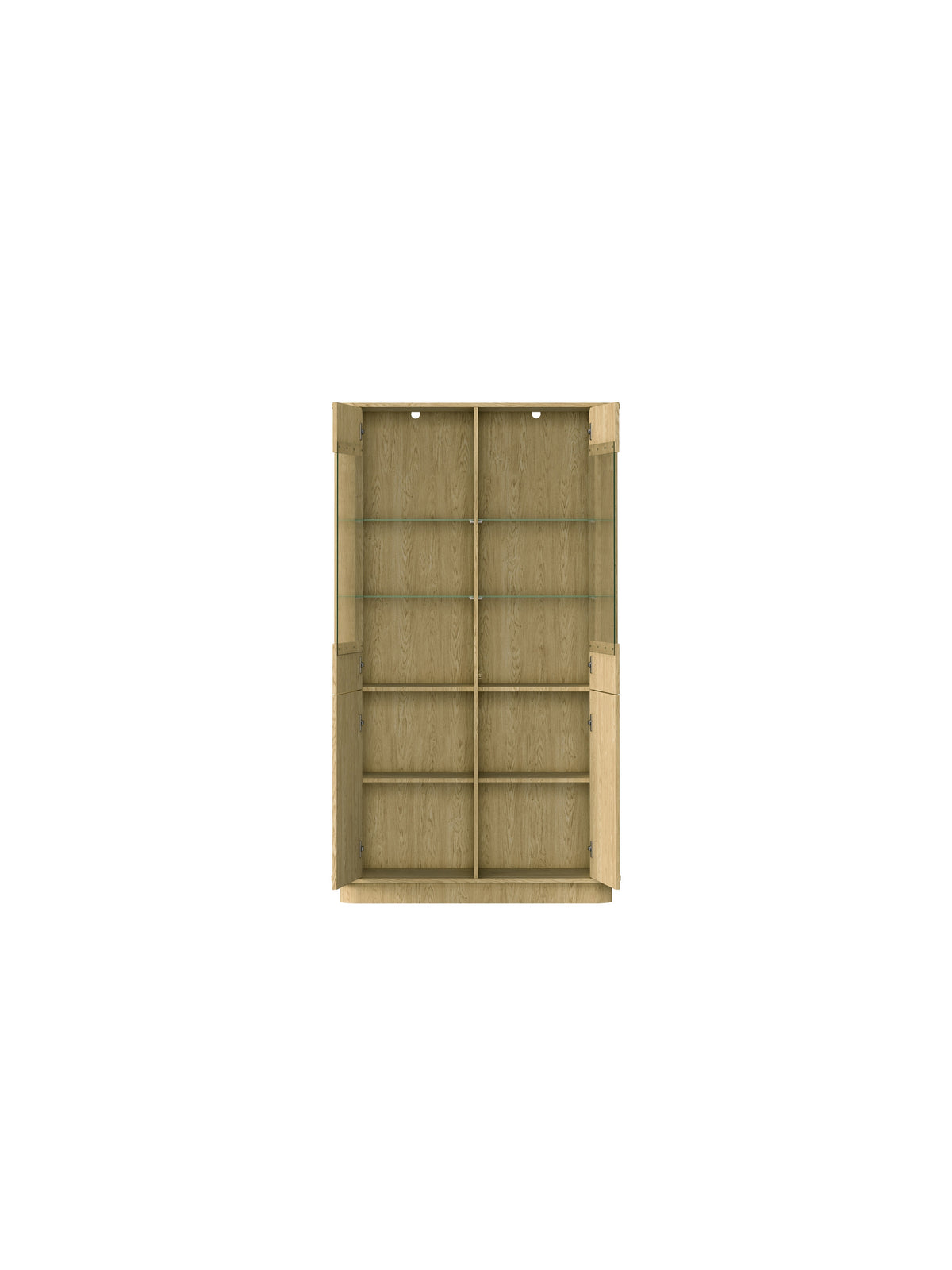 Magas Vello vitrin 108 cm széles baltic dune tölgy színben, négy üveges ajtóval és nyolc polccal